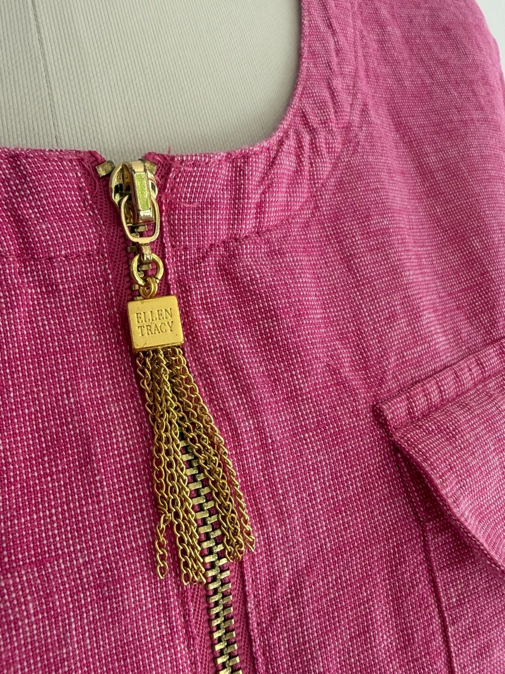 Ellen Tracy Hot Pink Zip-Front Linen-Blend Tunic - Picture 5 of 12